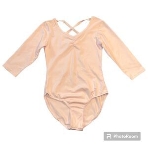 Danskin Now Girls Dance Leotard Blush Pink Strappy Crisscross Back Large 10 12